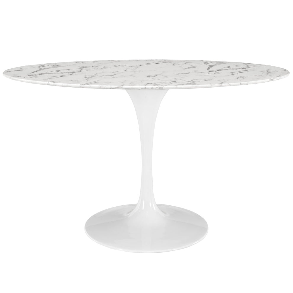 Modway Lippa 54" Oval Artificial Marble Dining Table - White - EEI-1134 | Dining Tables | Modishstore - 2