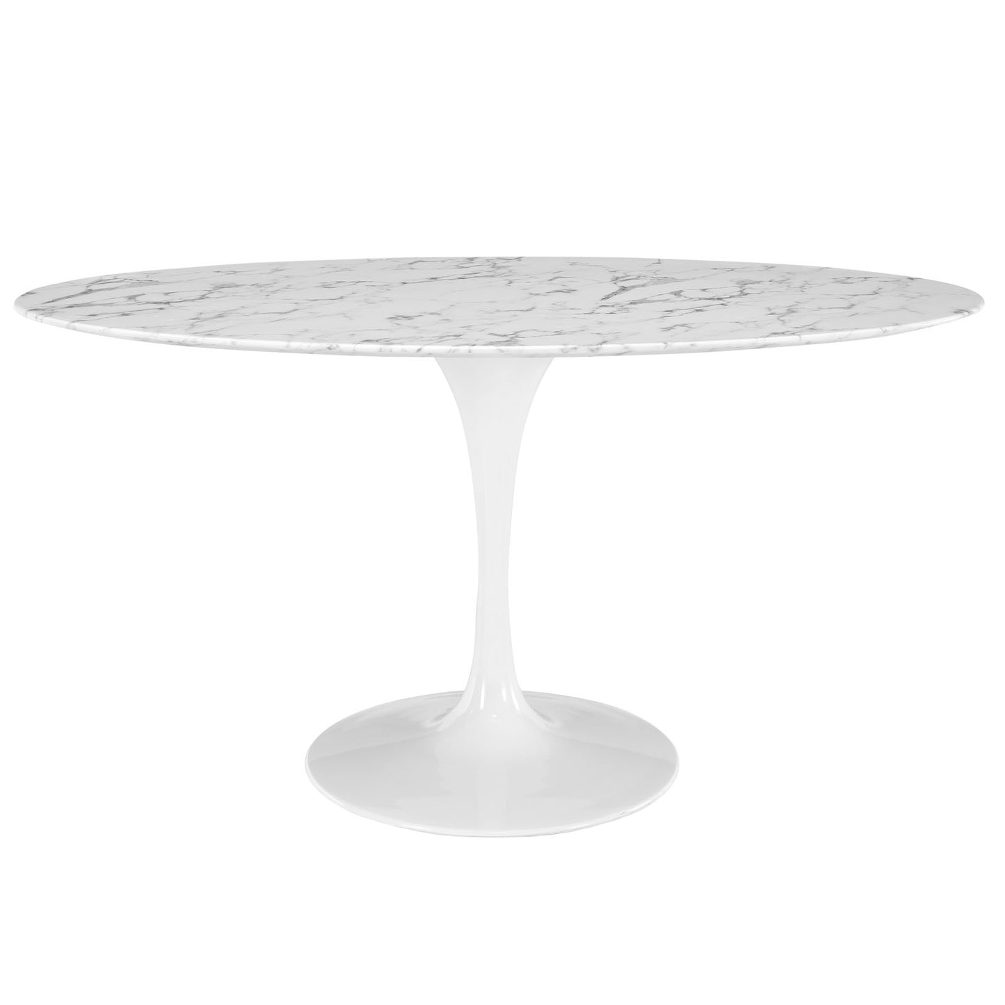 Modway Lippa 60" Oval Artificial Marble Dining Table in White | Dining Tables | Modishstore-2