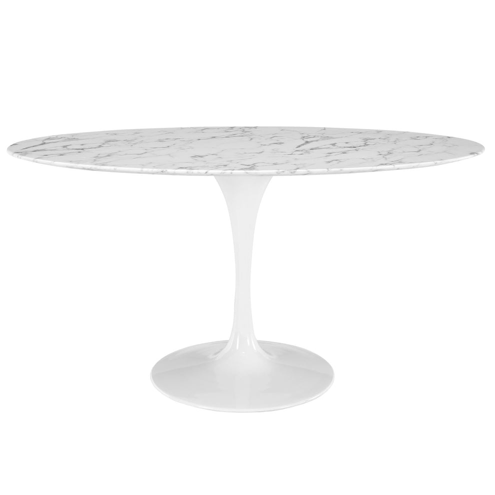 Modway Lippa 60" Oval Artificial Marble Dining Table in White - EEI-1135 | Dining Tables | Modishstore - 2