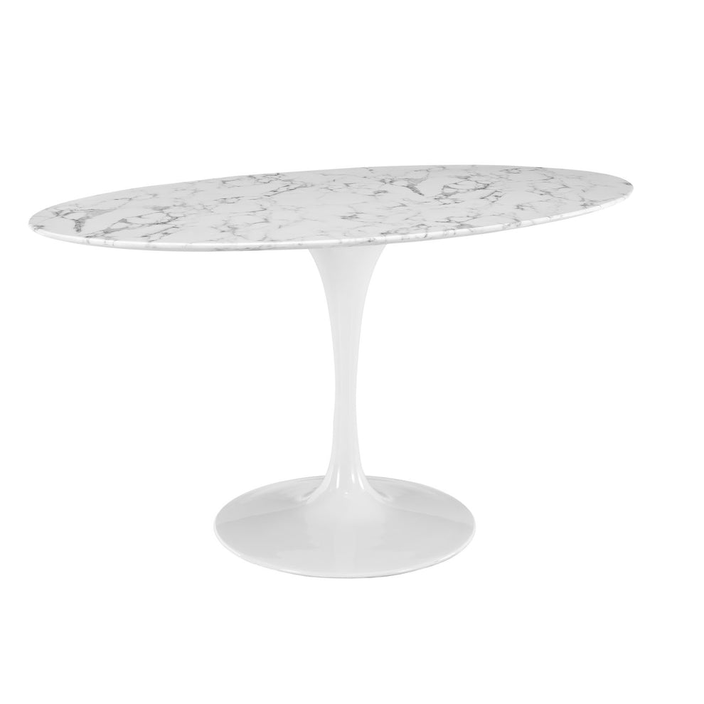 Modway Lippa 60" Oval Artificial Marble Dining Table in White - EEI-1135 | Dining Tables | Modishstore - 3
