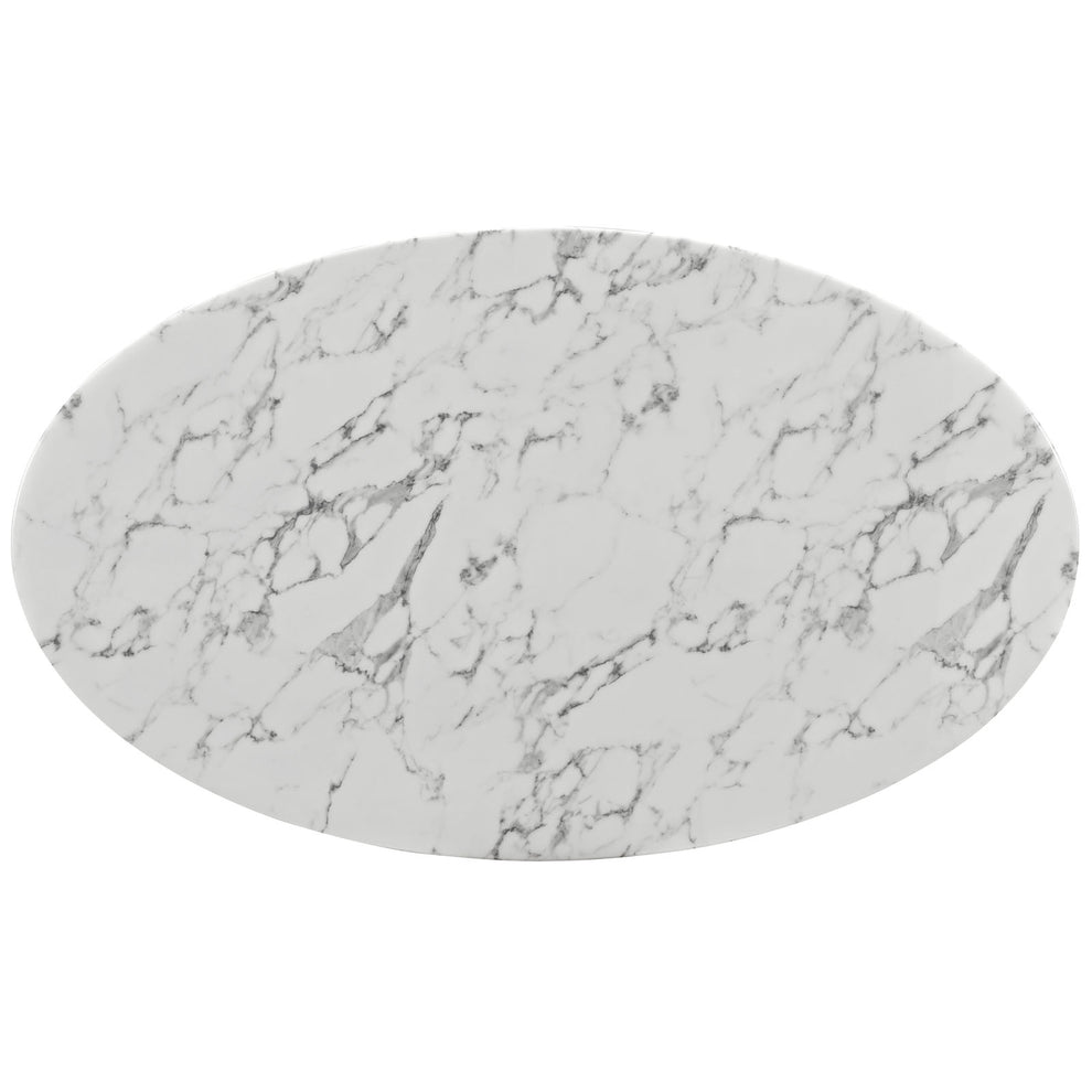 Modway Lippa 60" Oval Artificial Marble Dining Table in White - EEI-1135 | Dining Tables | Modishstore - 4