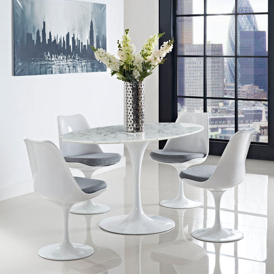 Modway Lippa 60" Oval Artificial Marble Dining Table in White | Dining Tables | Modishstore