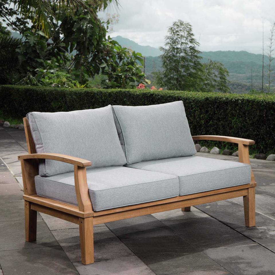 Modway Marina Outdoor Patio Teak Loveseat - EEI-1144 | Outdoor Sofas, Loveseats & Sectionals | Modishstore - 1