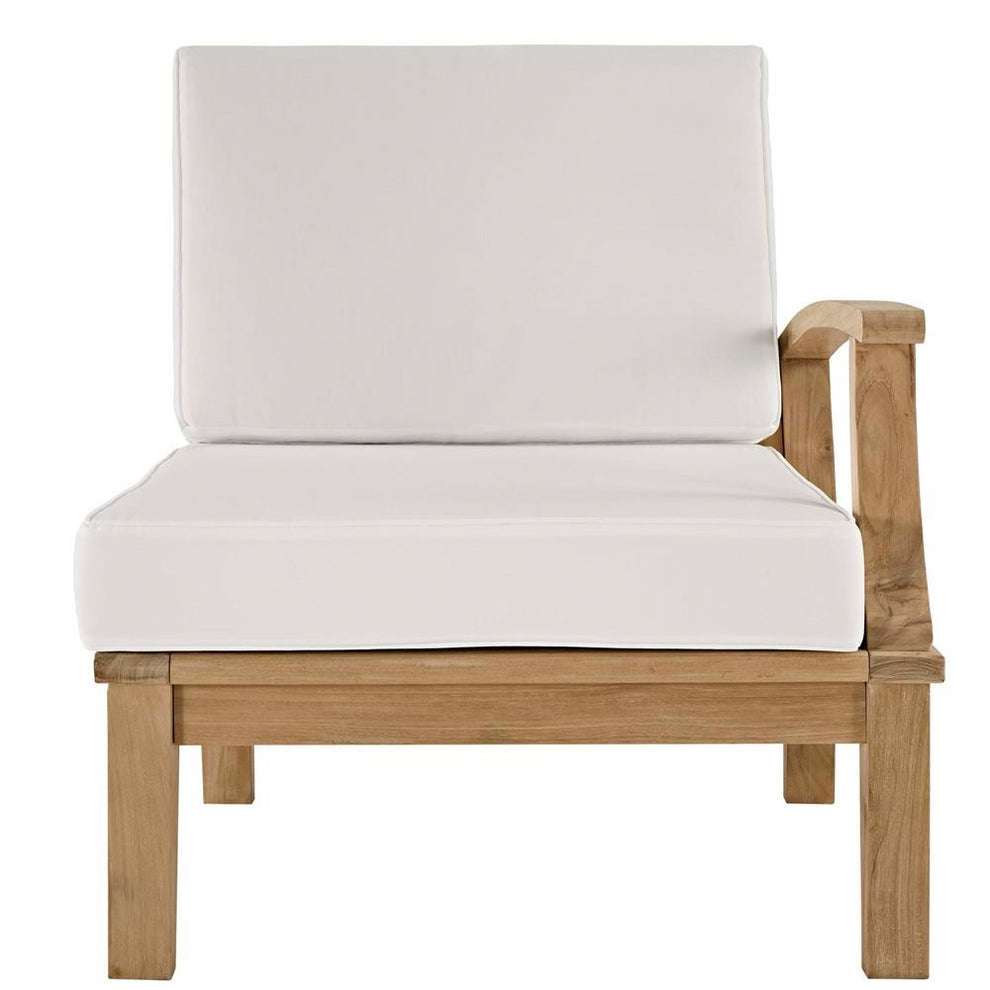 Modway Marina Outdoor Patio Teak Left-Facing Sofa - Natural White - EEI-1149 | Outdoor Chairs | Modishstore - 4