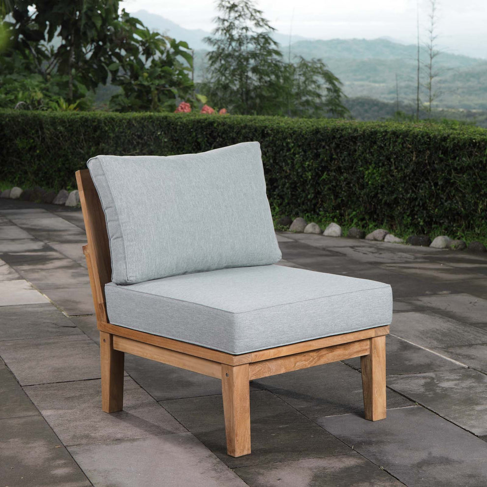 Modway Marina Armless Outdoor Patio Teak Sofa - EEI-1150 | Outdoor Chairs | Modishstore - 1