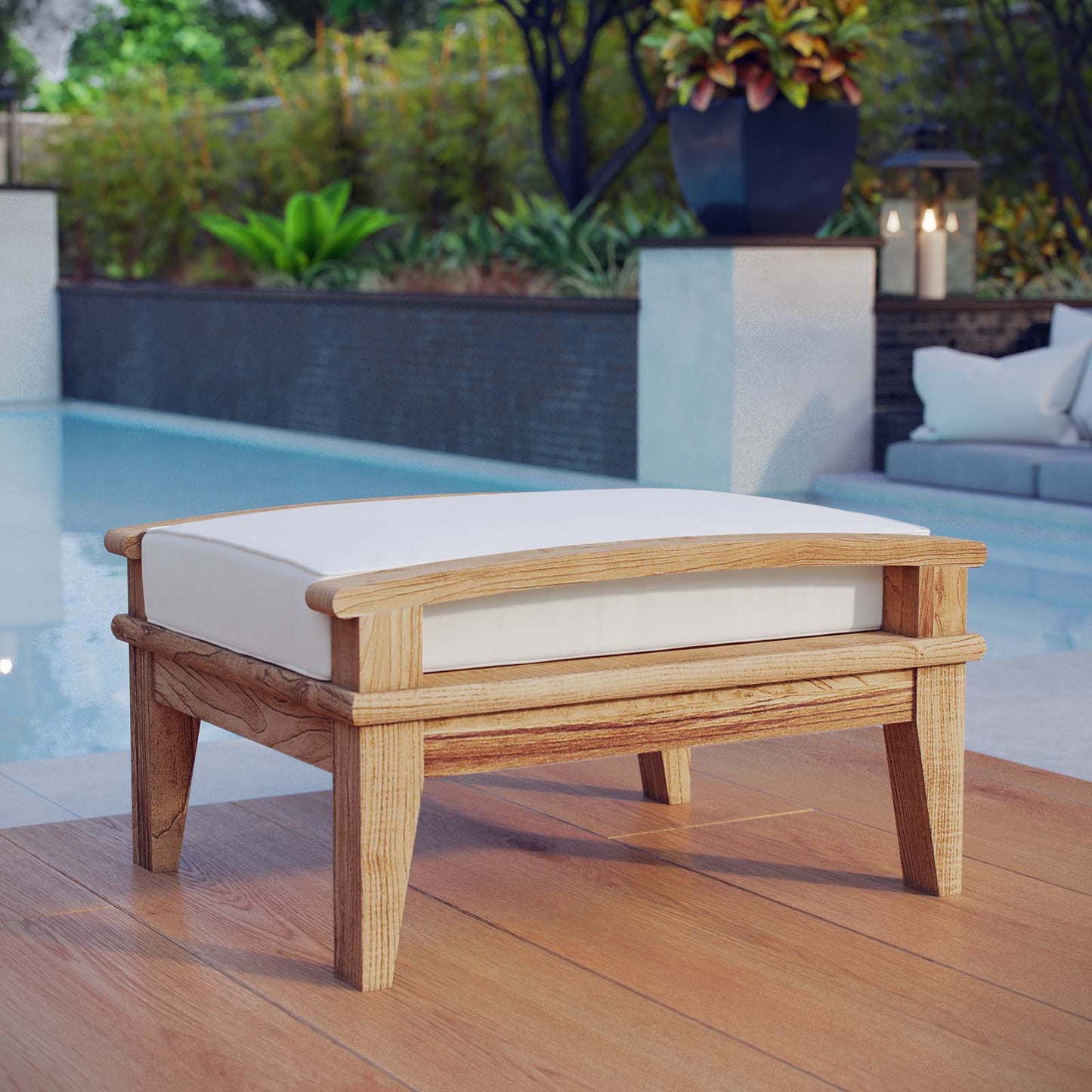 Marina Outdoor Patio Teak Ottoman By Modway - EEI-1152 | Outdoor Ottomans | Modishstore - 16