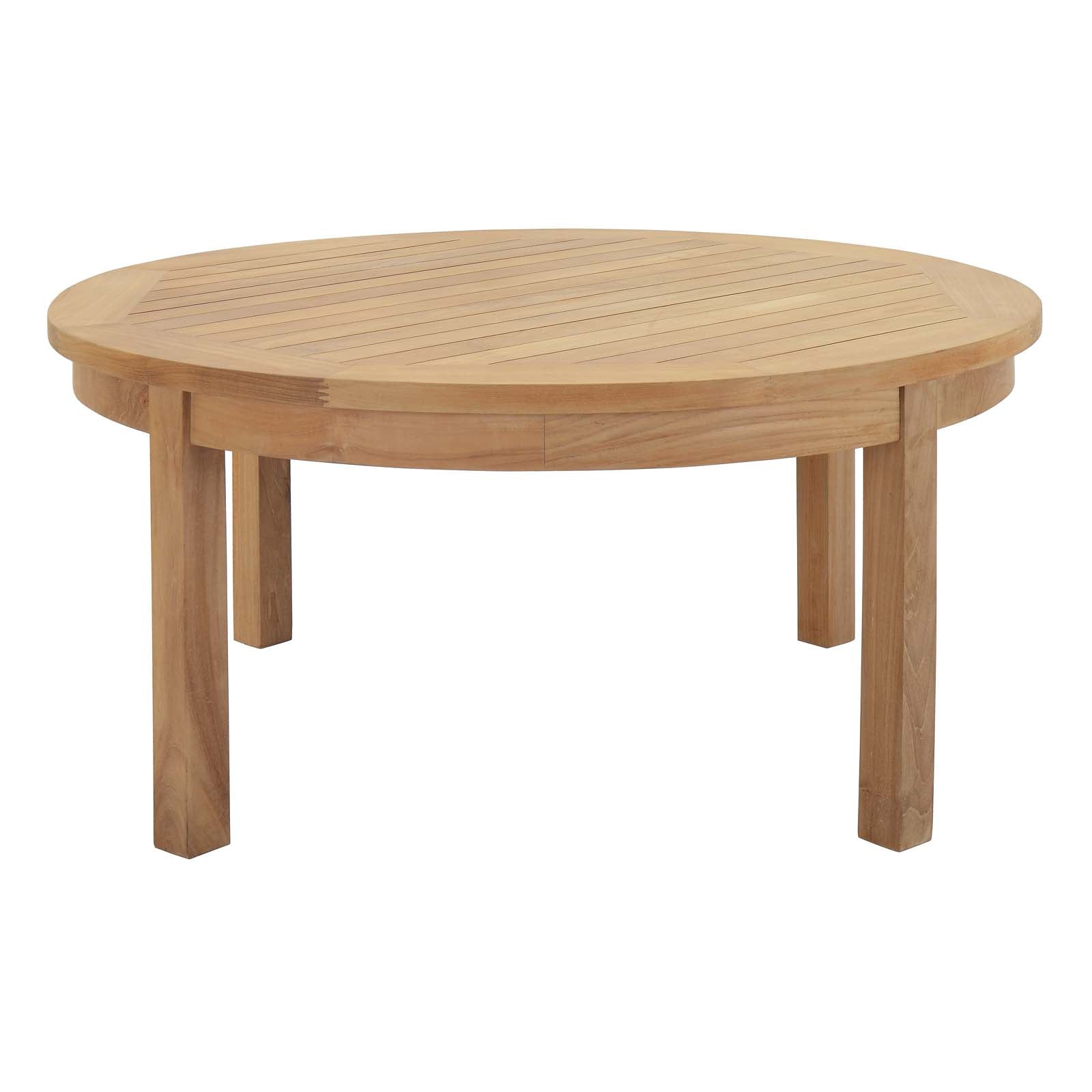 Modway Marina Outdoor Patio Teak Round Coffee Table - Natural | Outdoor Tables | Modishstore-3