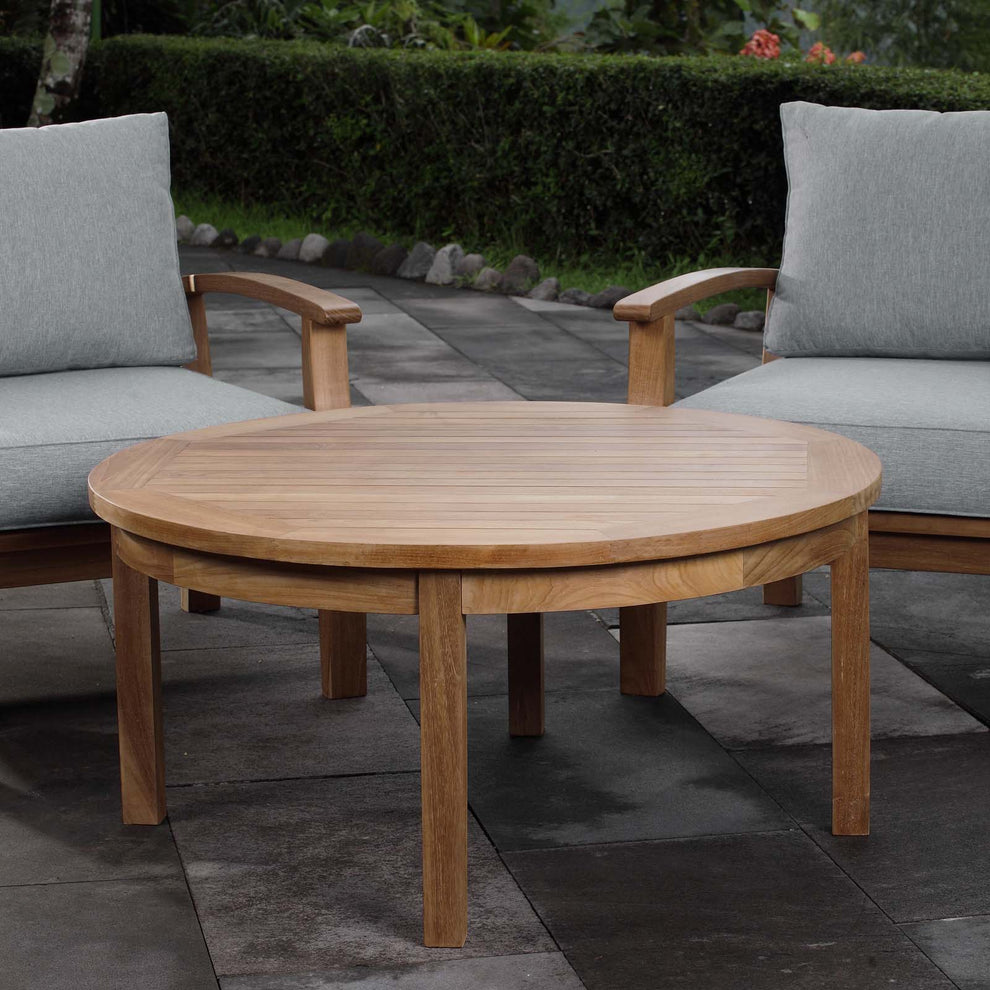 Modway Marina Outdoor Patio Teak Round Coffee Table - Natural - EEI-1153 | Outdoor Tables | Modishstore - 2
