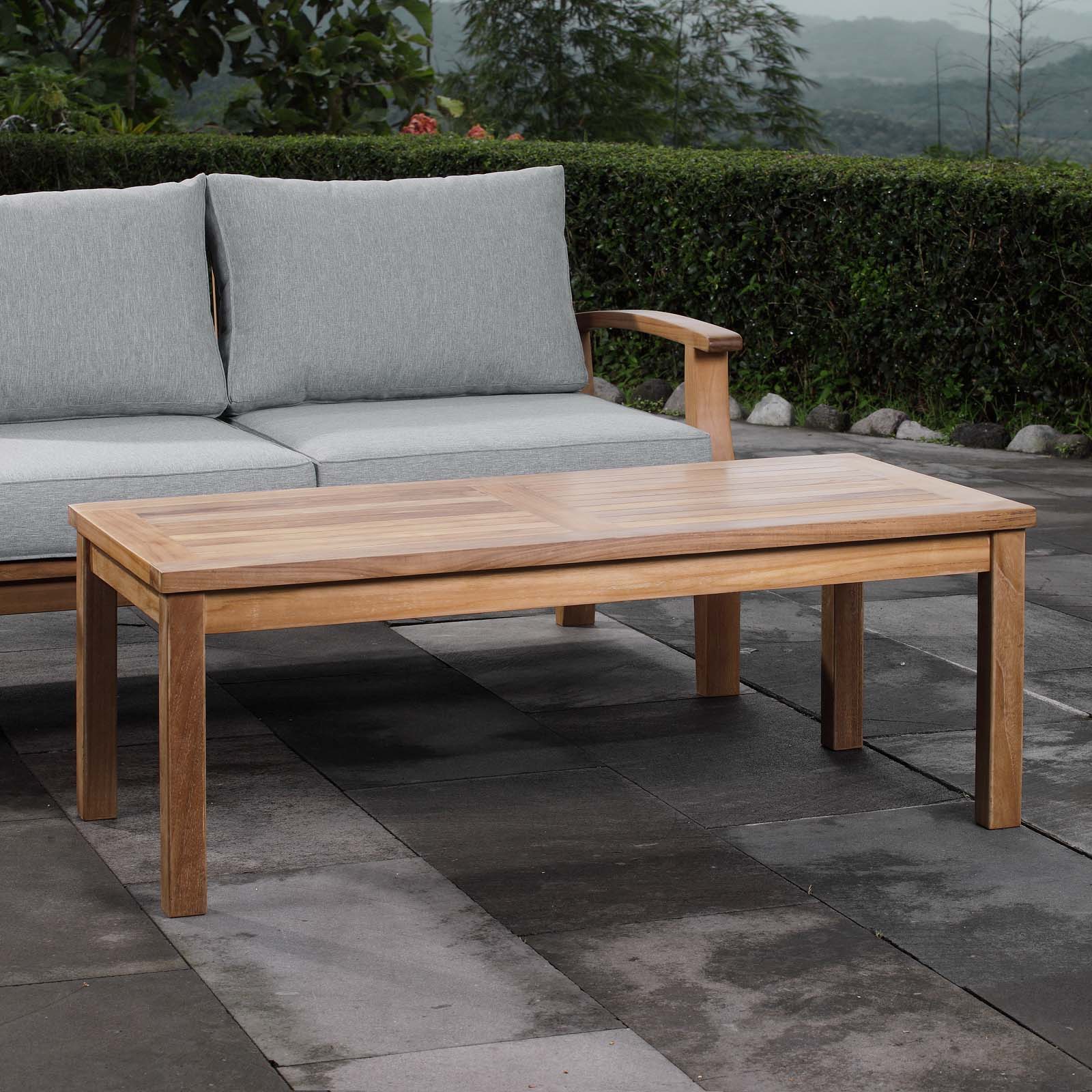 Modway Marina Outdoor Patio Teak Rectangle Coffee Table - Natural - EEI-1154 | Outdoor Tables | Modishstore - 1