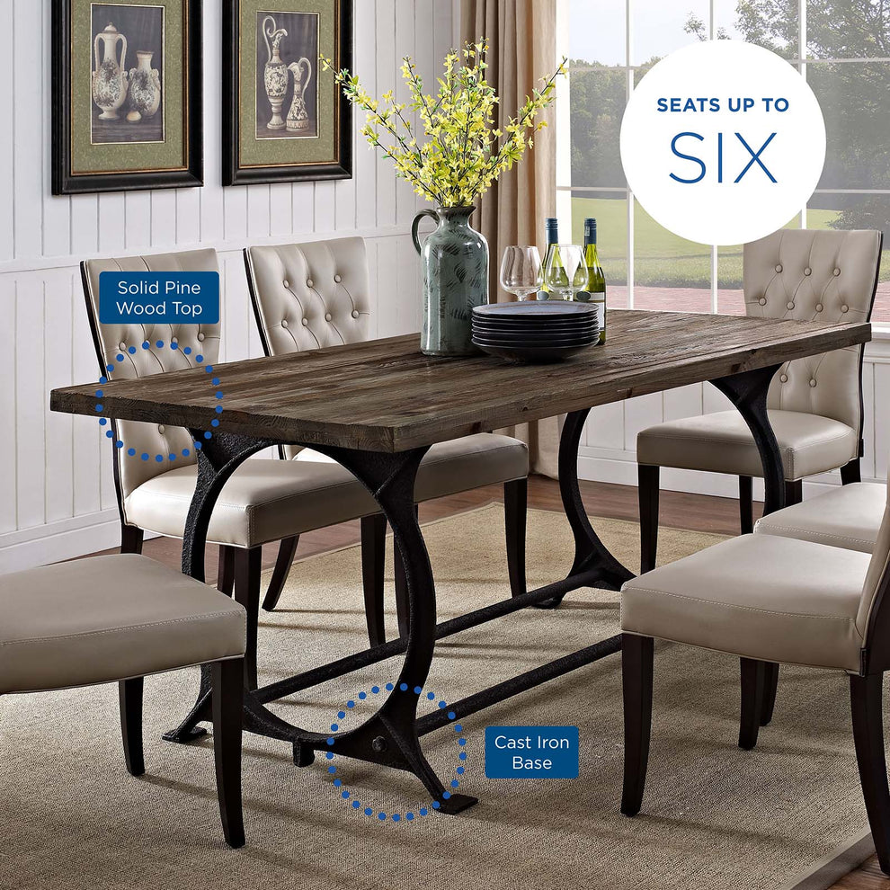 Modway Effuse Rectangle Wood Top Dining Table - Brown - EEI-1205 | Dining Tables | Modishstore - 2