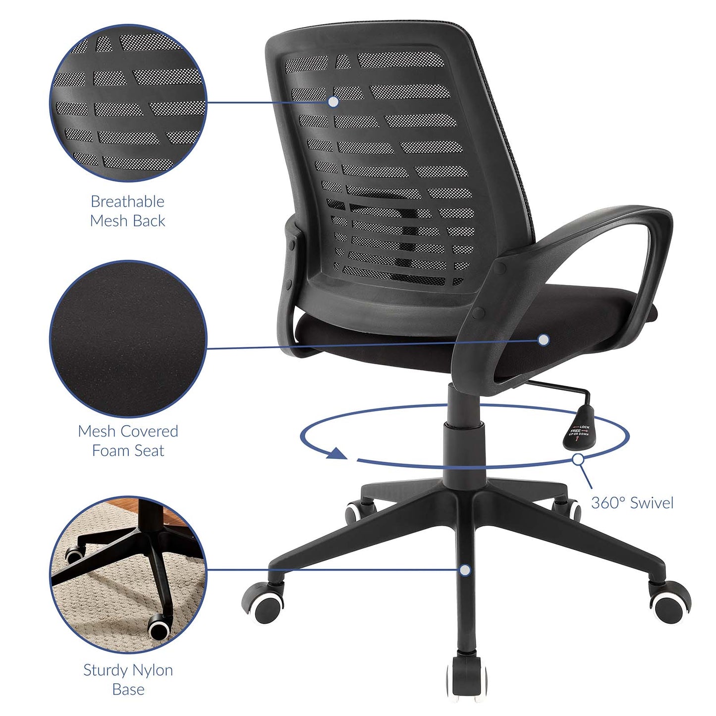 Modway Ardor Office Chair - Black | Office Chairs | Modishstore-4