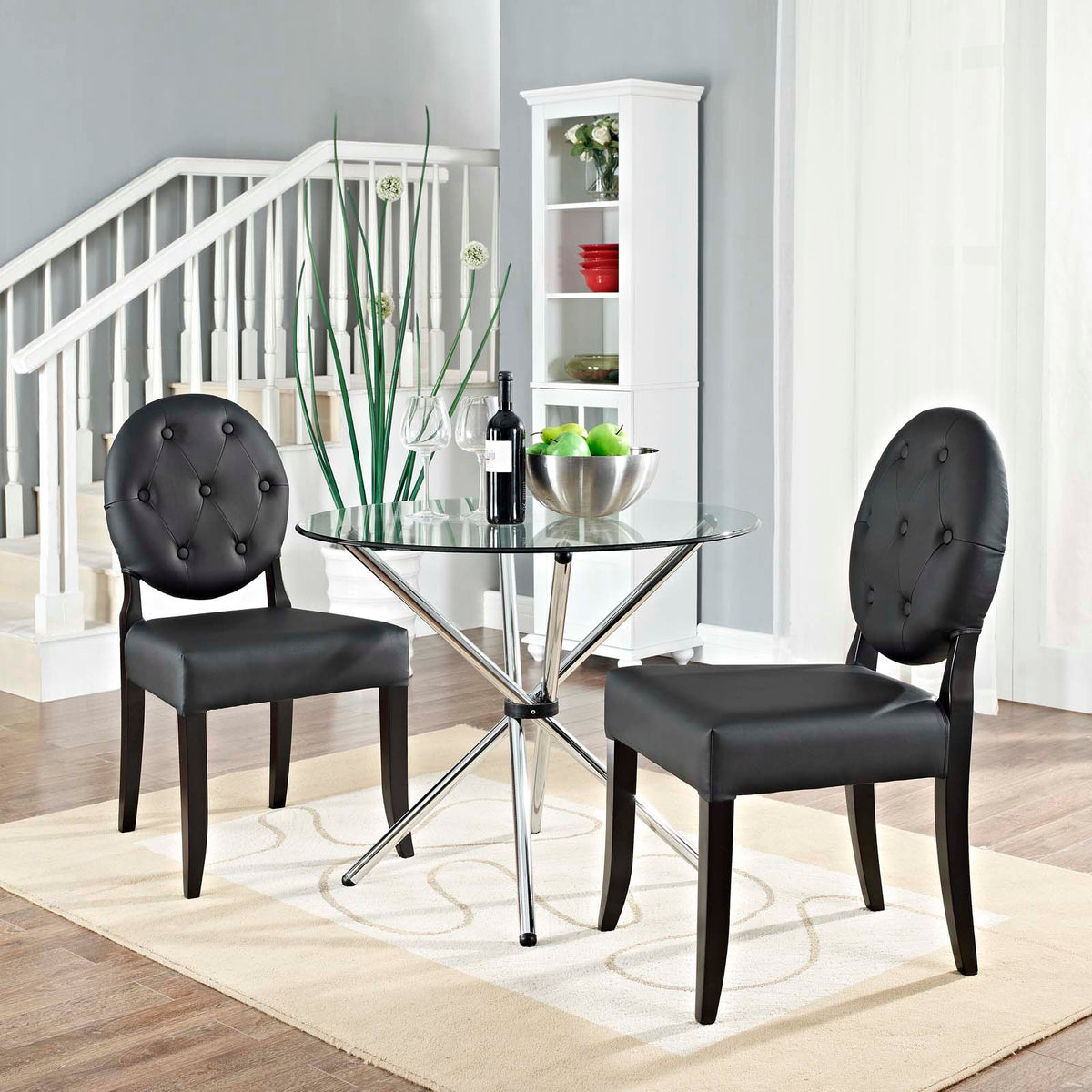 Modway Button Dining Side Chair Set of 2 - Black - EEI-1279 | Dining Chairs | Modishstore - 1