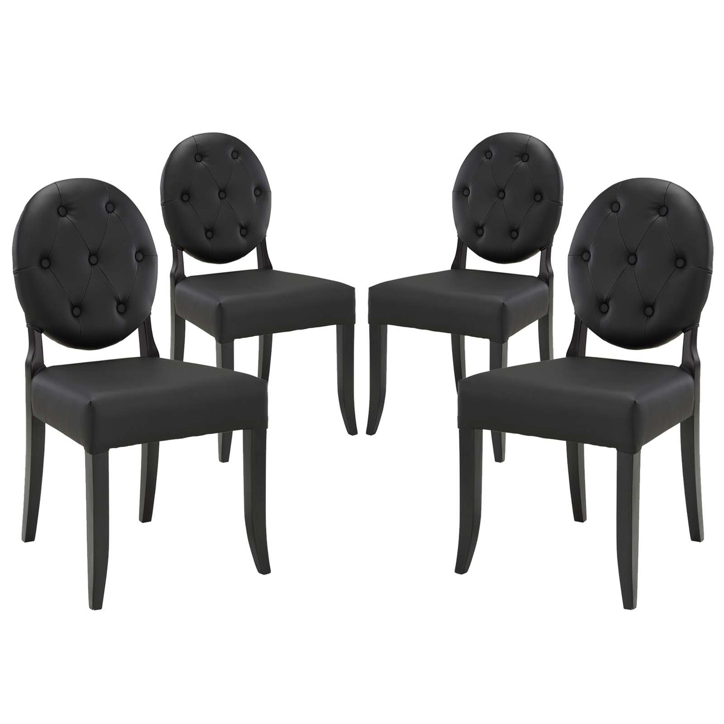 Modway Button Dining Side Chair Set of 4 - Black | Dining Chairs | Modishstore-2