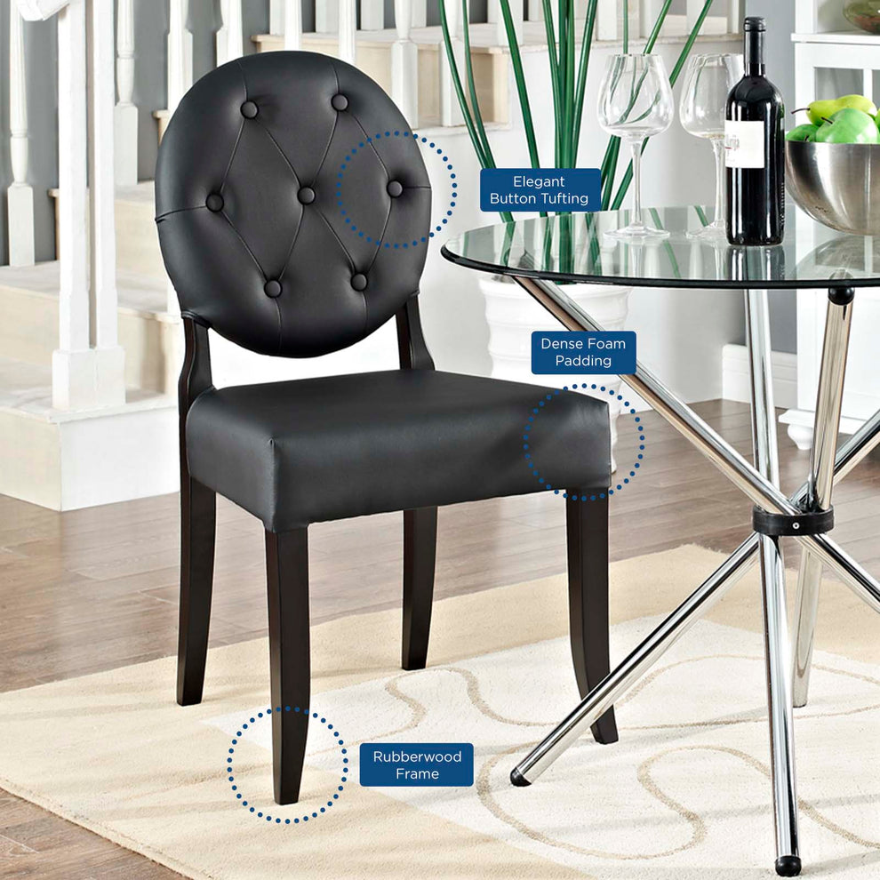 Modway Button Dining Side Chair Set of 4 - Black - EEI-1280 | Dining Chairs | Modishstore - 5