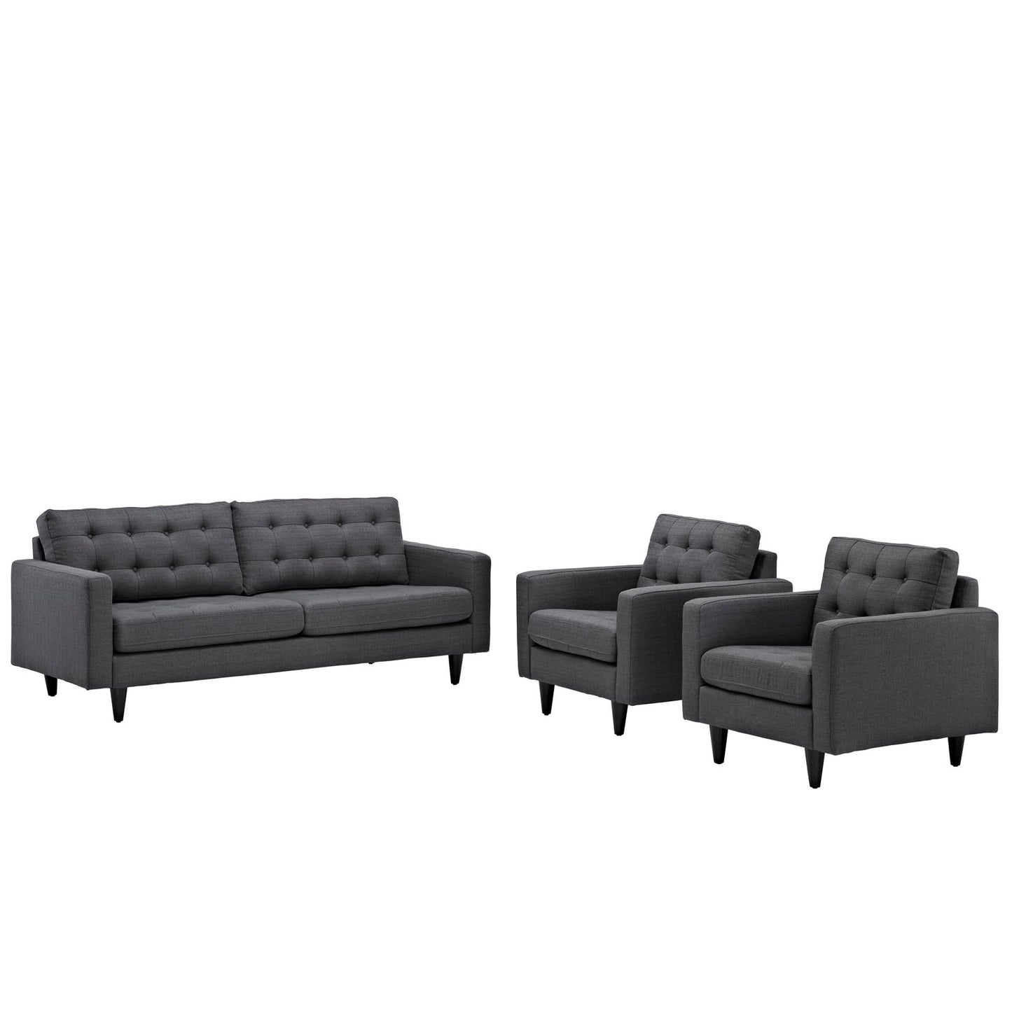 Modway Empress Sofa and Armchairs - Set of 3 | Sofas | Modishstore-21