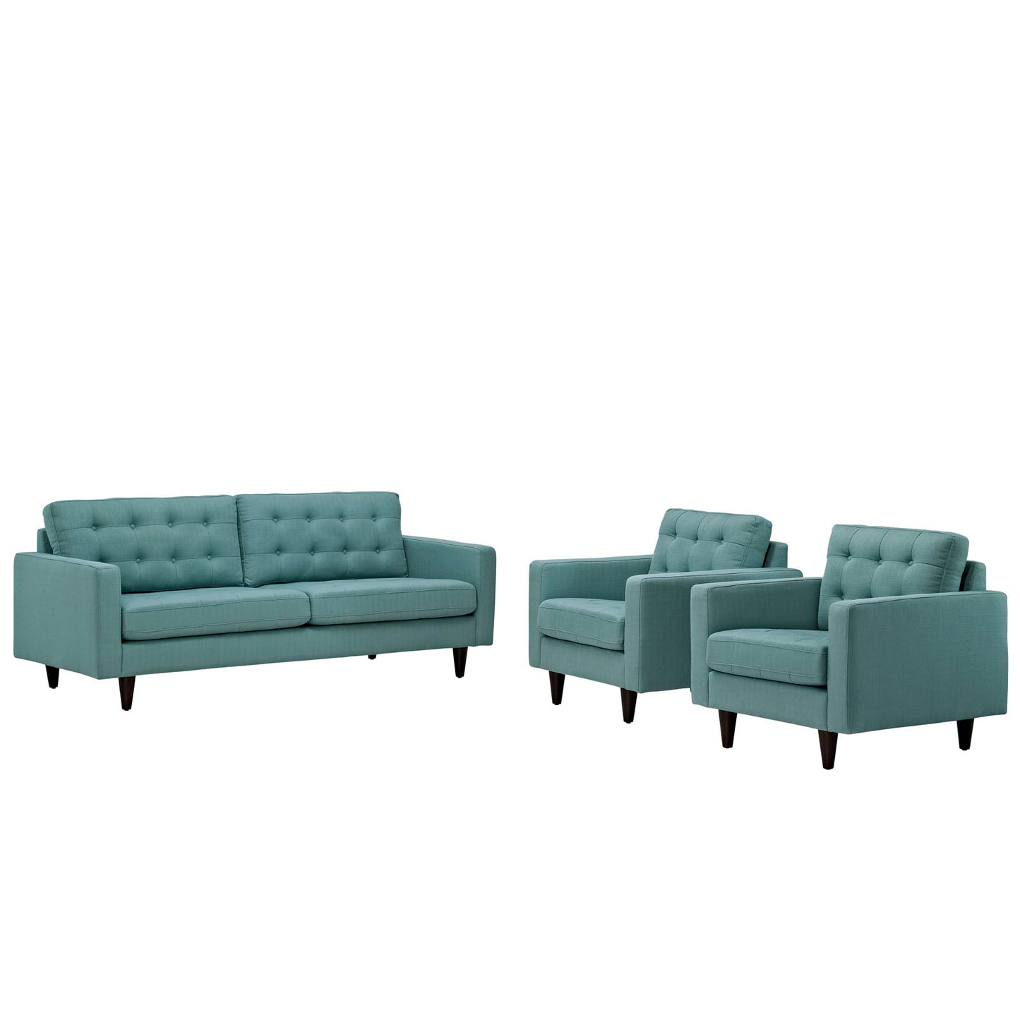 Modway Empress Sofa and Armchairs - Set of 3 | Sofas | Modishstore-20