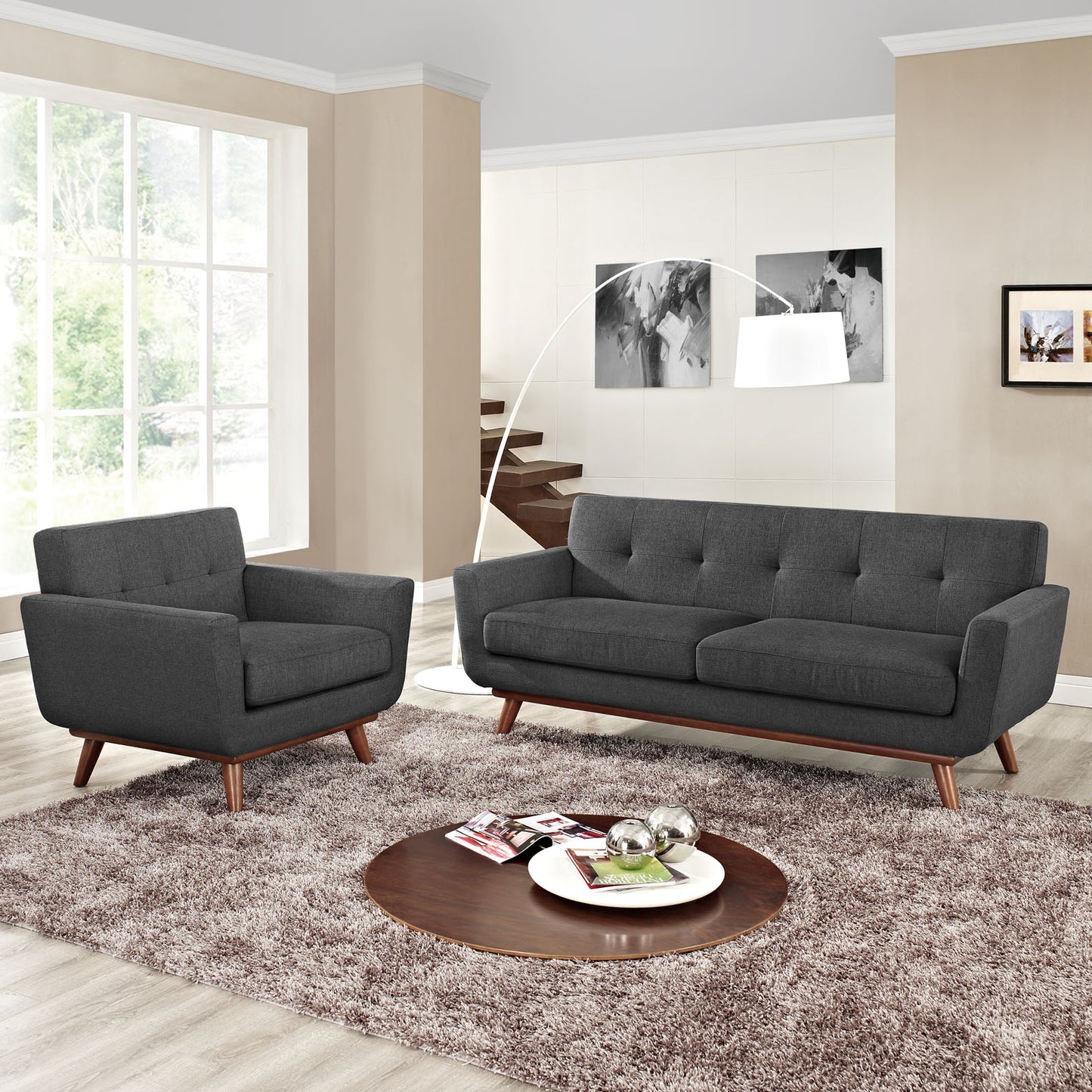 Modway Engage Armchair and Loveseat - Set of 2 - EEI-1346 | Sofa Set | Modishstore-24