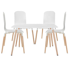 Modway Stack Wood Dining Chairs and Table - Set of 5 - EEI-1375