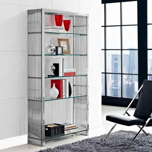 Gridiron Stainless Steel Bookshelf By Modway - EEI-1432 | Bookcases | Modishstore