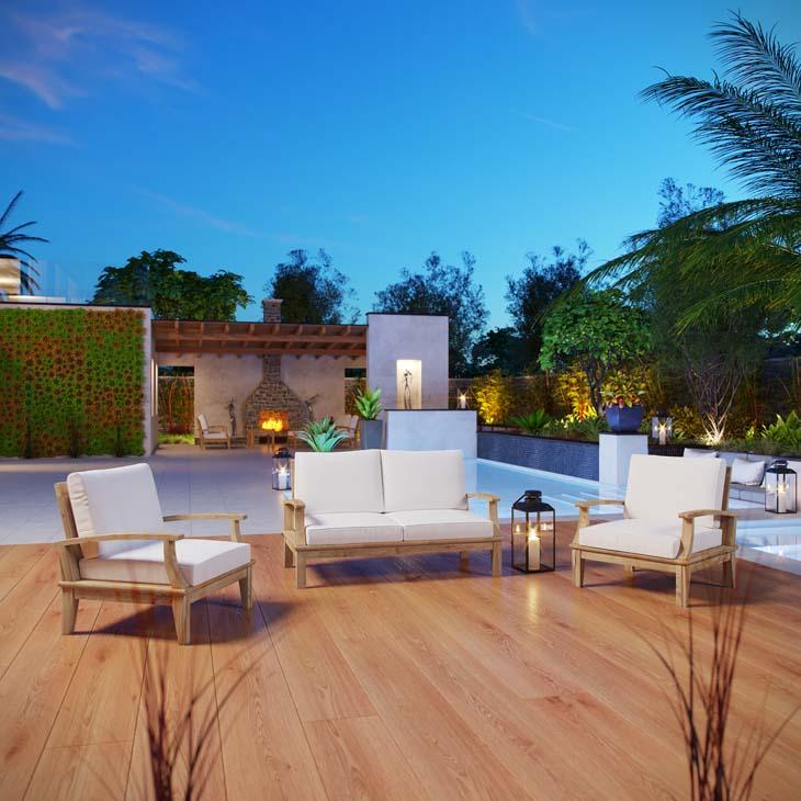 Modway Marina 3 Piece Outdoor Patio Teak Set - EEI-1470 | Outdoor Sofas, Loveseats & Sectionals | Modishstore - 10