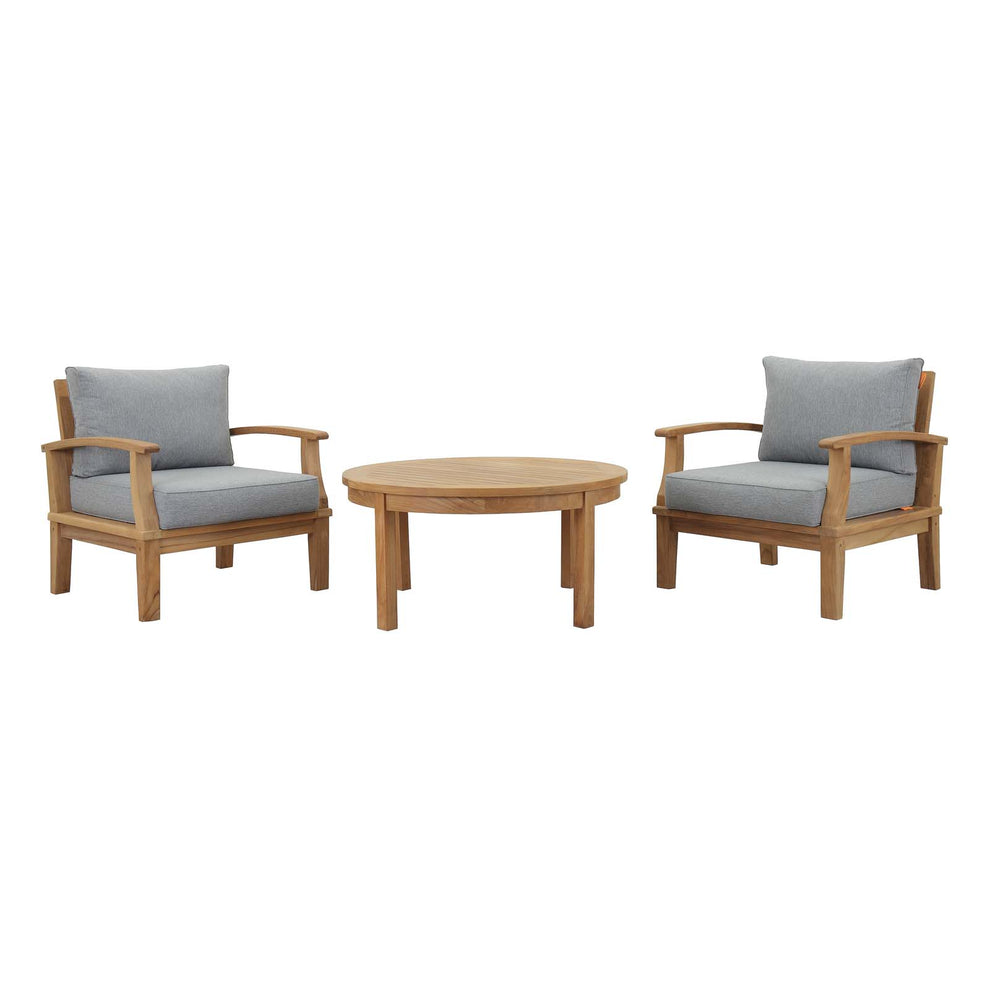 Modway EEI-1475 Marina 3 Piece Outdoor Patio Teak Sofa Set - Natural White - EEI-1475 | Outdoor Sofas, Loveseats & Sectionals | Modishstore - 7