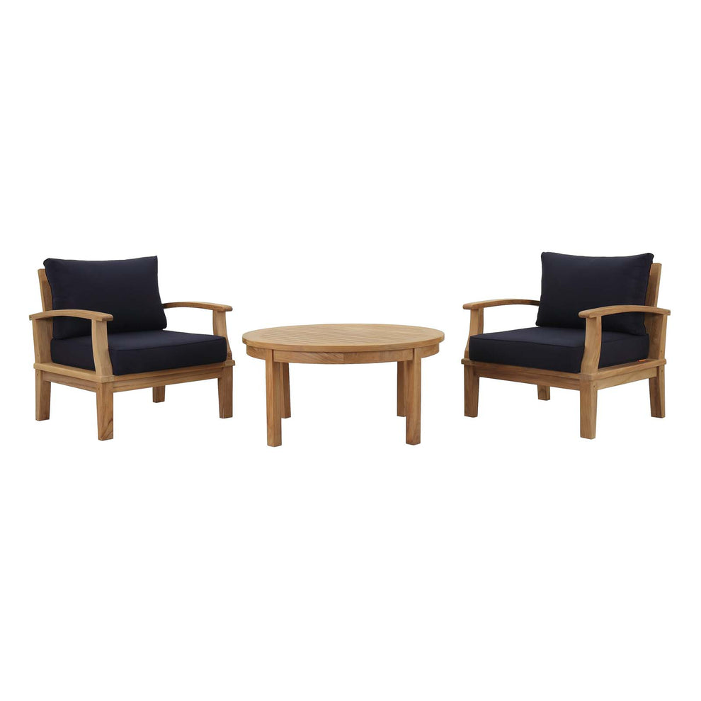 Modway EEI-1475 Marina 3 Piece Outdoor Patio Teak Sofa Set - Natural White - EEI-1475 | Outdoor Sofas, Loveseats & Sectionals | Modishstore - 2