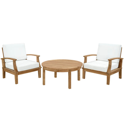 Modway EEI-1475 Marina 3 Piece Outdoor Patio Teak Sofa Set - Natural White - EEI-1475 | Outdoor Sofas, Loveseats & Sectionals | Modishstore - 10