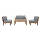 Marina 5 Piece Outdoor Patio Teak Set By Modway - EEI-1477 | Outdoor Sofas, Loveseats & Sectionals | Modishstore - 1