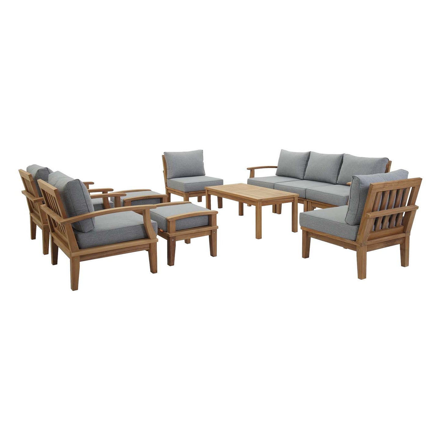 Marina 10 Piece Outdoor Patio Teak Set By Modway - EEI-1480 | Outdoor Sofas, Loveseats & Sectionals | Modishstore - 2