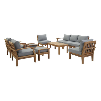 Marina 10 Piece Outdoor Patio Teak Set By Modway - EEI-1480 | Outdoor Sofas, Loveseats & Sectionals | Modishstore - 2