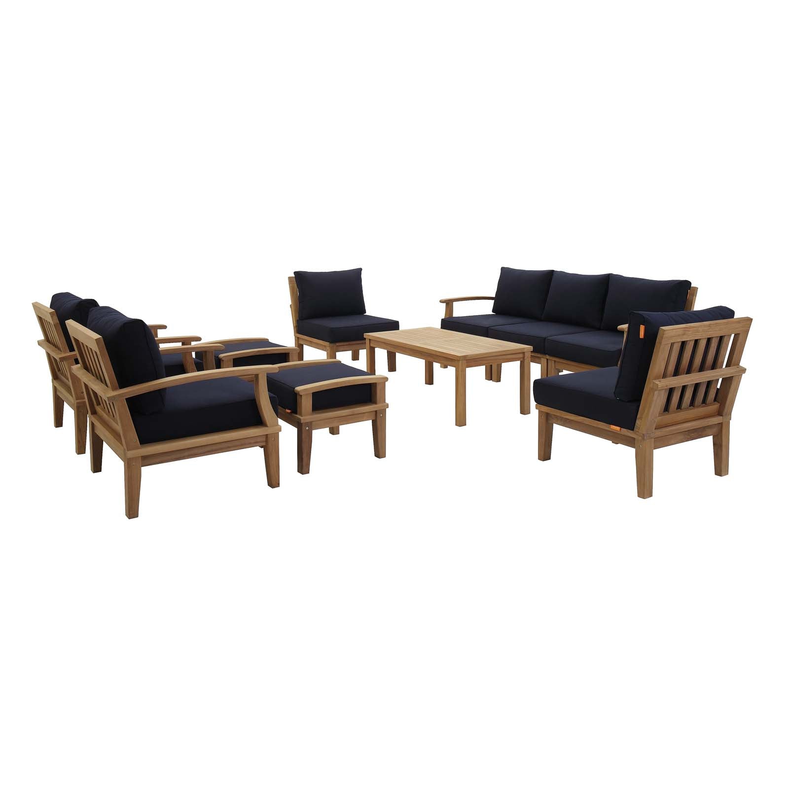 Marina 10 Piece Outdoor Patio Teak Set By Modway - EEI-1480 | Outdoor Sofas, Loveseats & Sectionals | Modishstore - 12