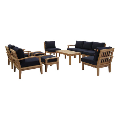 Marina 10 Piece Outdoor Patio Teak Set By Modway - EEI-1480 | Outdoor Sofas, Loveseats & Sectionals | Modishstore - 12