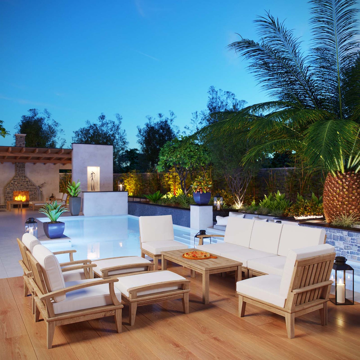 Marina 10 Piece Outdoor Patio Teak Set By Modway - EEI-1480 | Outdoor Sofas, Loveseats & Sectionals | Modishstore - 24