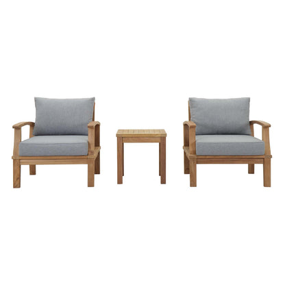 Modway EEI-1487 Marina 3 Piece Outdoor Patio Teak Sofa Set - Natural White - EEI-1487 | Outdoor Sofas, Loveseats & Sectionals | Modishstore - 7