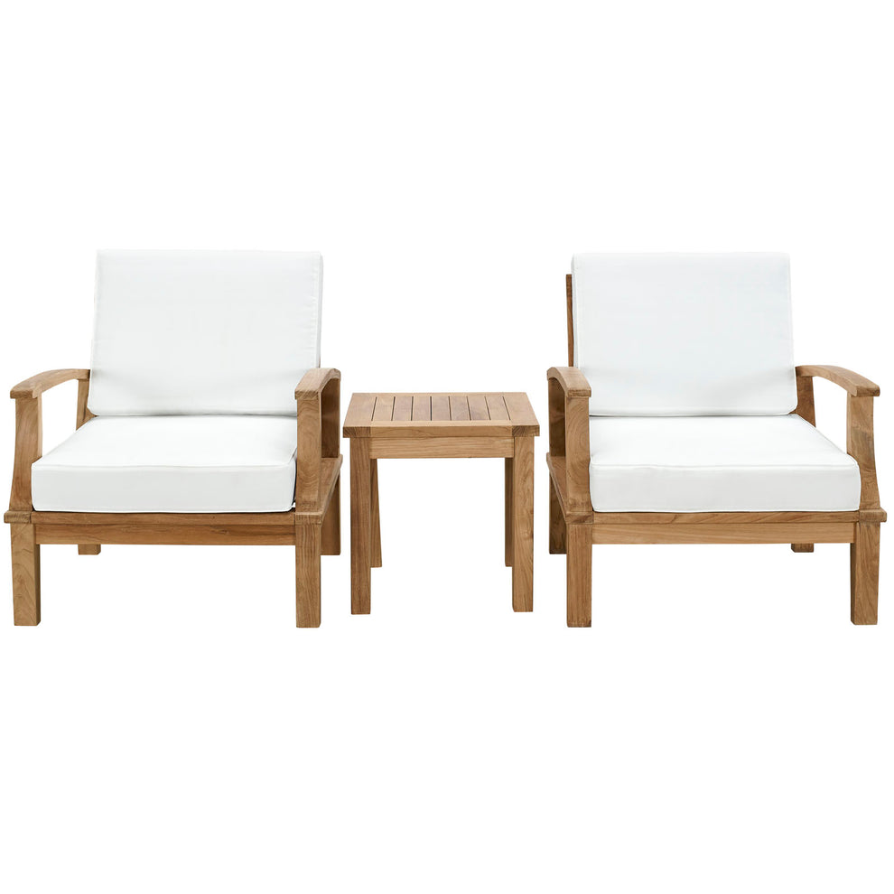 Modway EEI-1487 Marina 3 Piece Outdoor Patio Teak Sofa Set - Natural White - EEI-1487 | Outdoor Sofas, Loveseats & Sectionals | Modishstore - 2