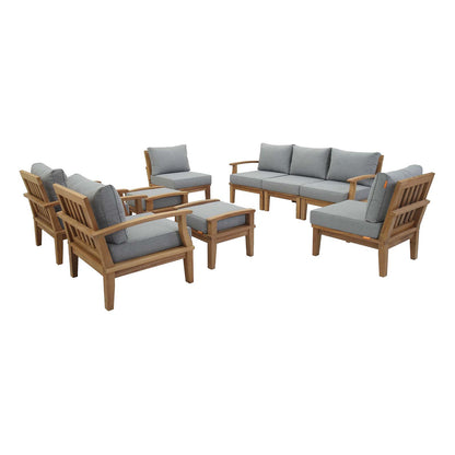 Marina 9 Piece Outdoor Patio Teak Set By Modway - EEI-1488 | Outdoor Sofas, Loveseats & Sectionals | Modishstore - 2