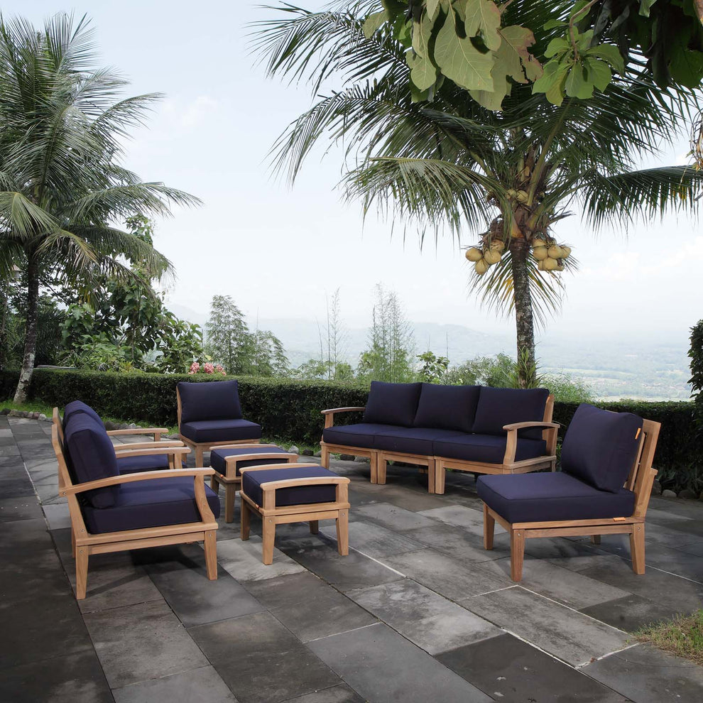 Marina 9 Piece Outdoor Patio Teak Set By Modway - EEI-1488 | Outdoor Sofas, Loveseats & Sectionals | Modishstore - 13