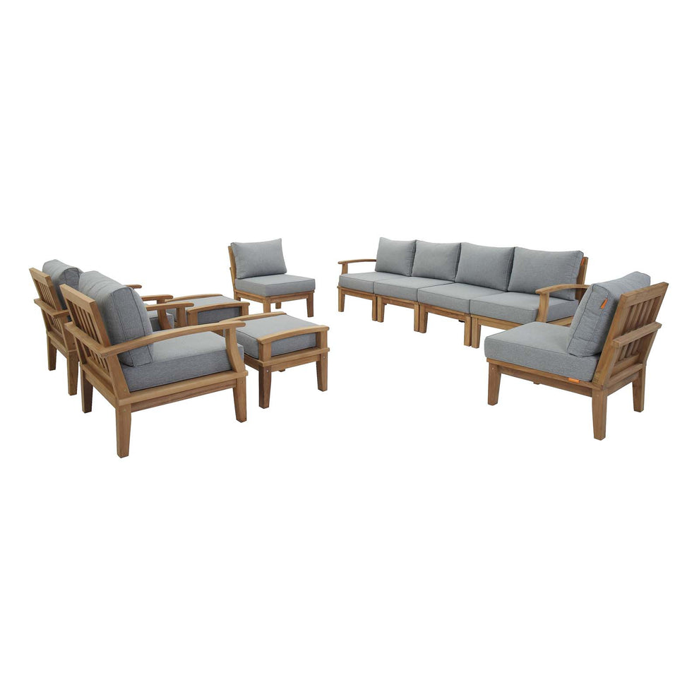 Marina 10 Piece Outdoor Patio Teak Set By Modway - EEI-1489 | Outdoor Sofas, Loveseats & Sectionals | Modishstore - 2