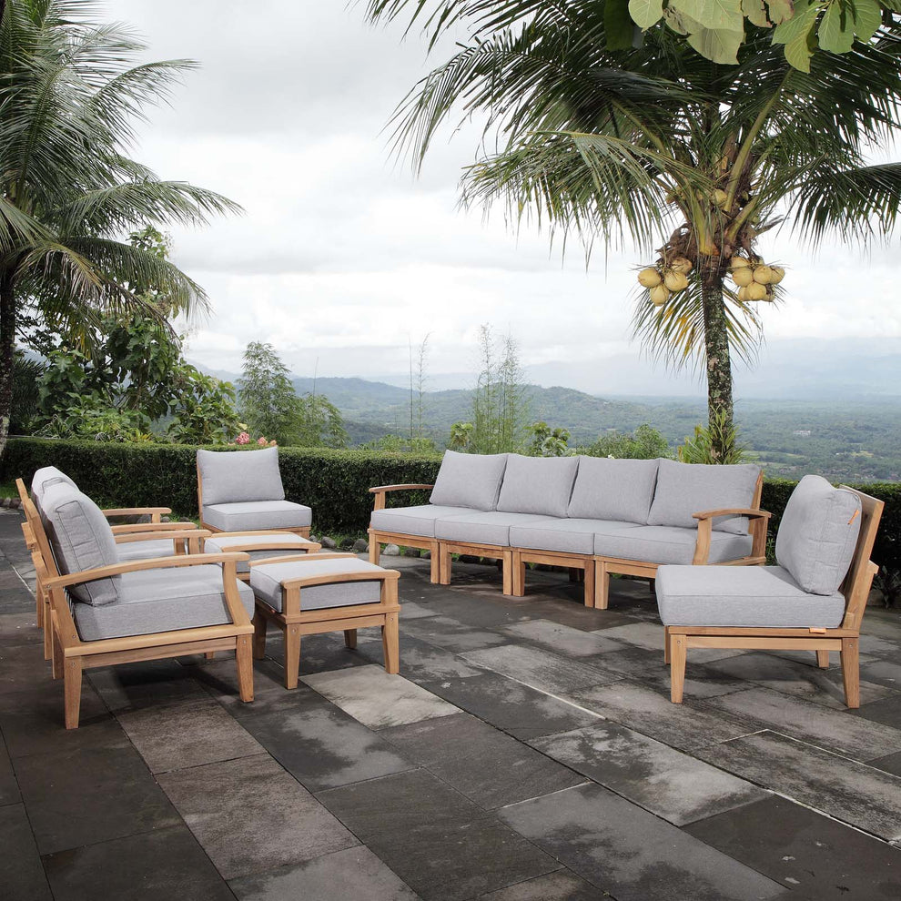 Marina 10 Piece Outdoor Patio Teak Set By Modway - EEI-1489 | Outdoor Sofas, Loveseats & Sectionals | Modishstore - 4