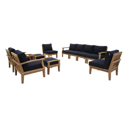 Marina 10 Piece Outdoor Patio Teak Set By Modway - EEI-1489 | Outdoor Sofas, Loveseats & Sectionals | Modishstore - 12