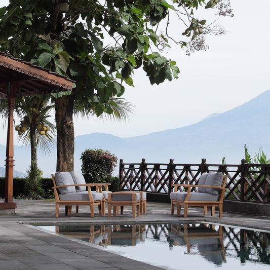 Marina 6 Piece Outdoor Patio Teak Set By Modway - EEI-1597 | Outdoor Sofas, Loveseats & Sectionals | Modishstore - 1