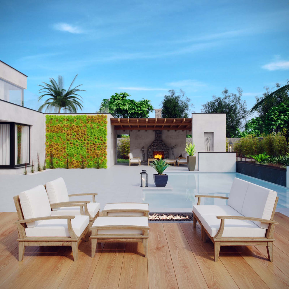 Marina 6 Piece Outdoor Patio Teak Set By Modway - EEI-1597 | Outdoor Sofas, Loveseats & Sectionals | Modishstore - 26