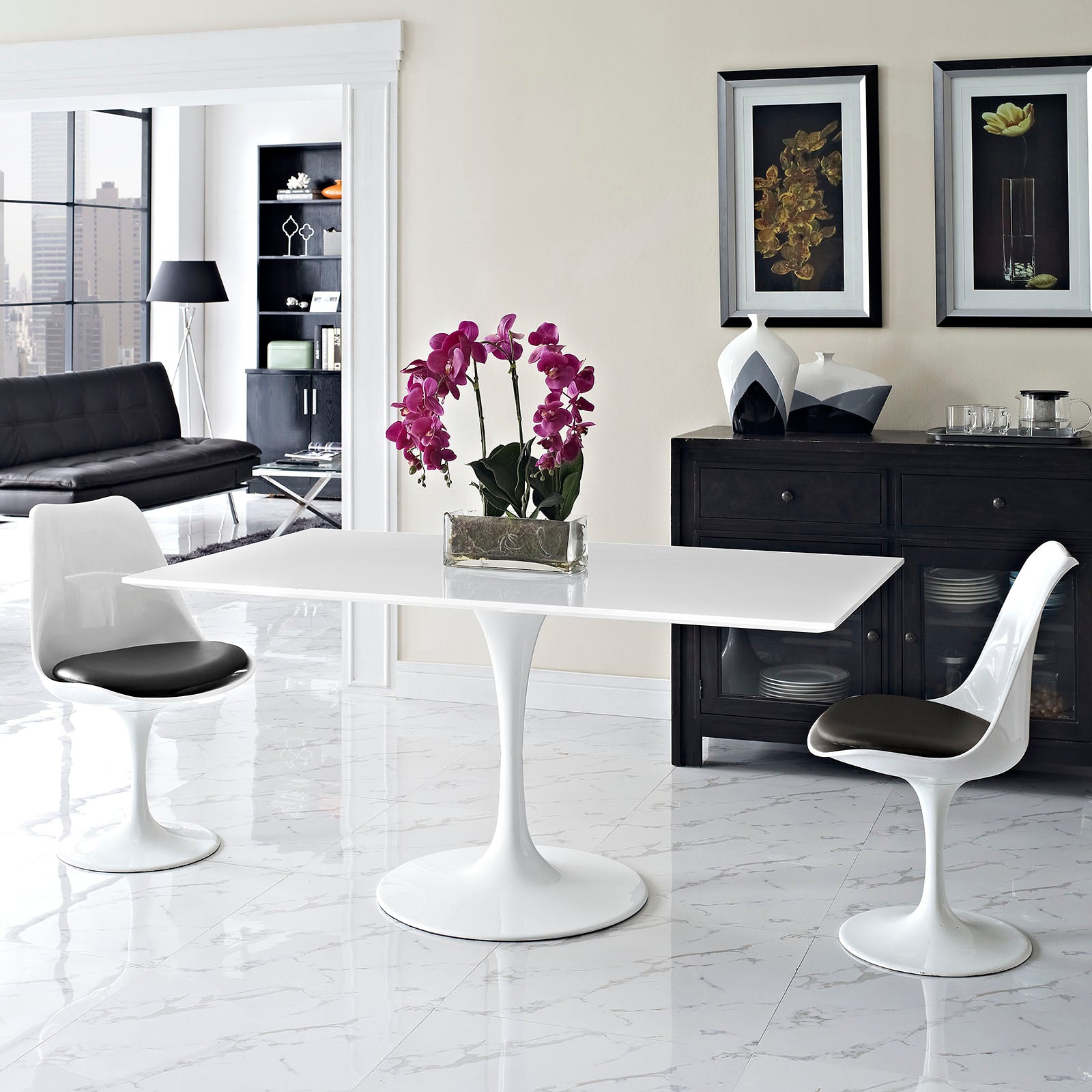 Modway Lippa 60" Rectangle Wood Top Dining Table in White - EEI-1656 | Dining Tables | Modishstore - 1