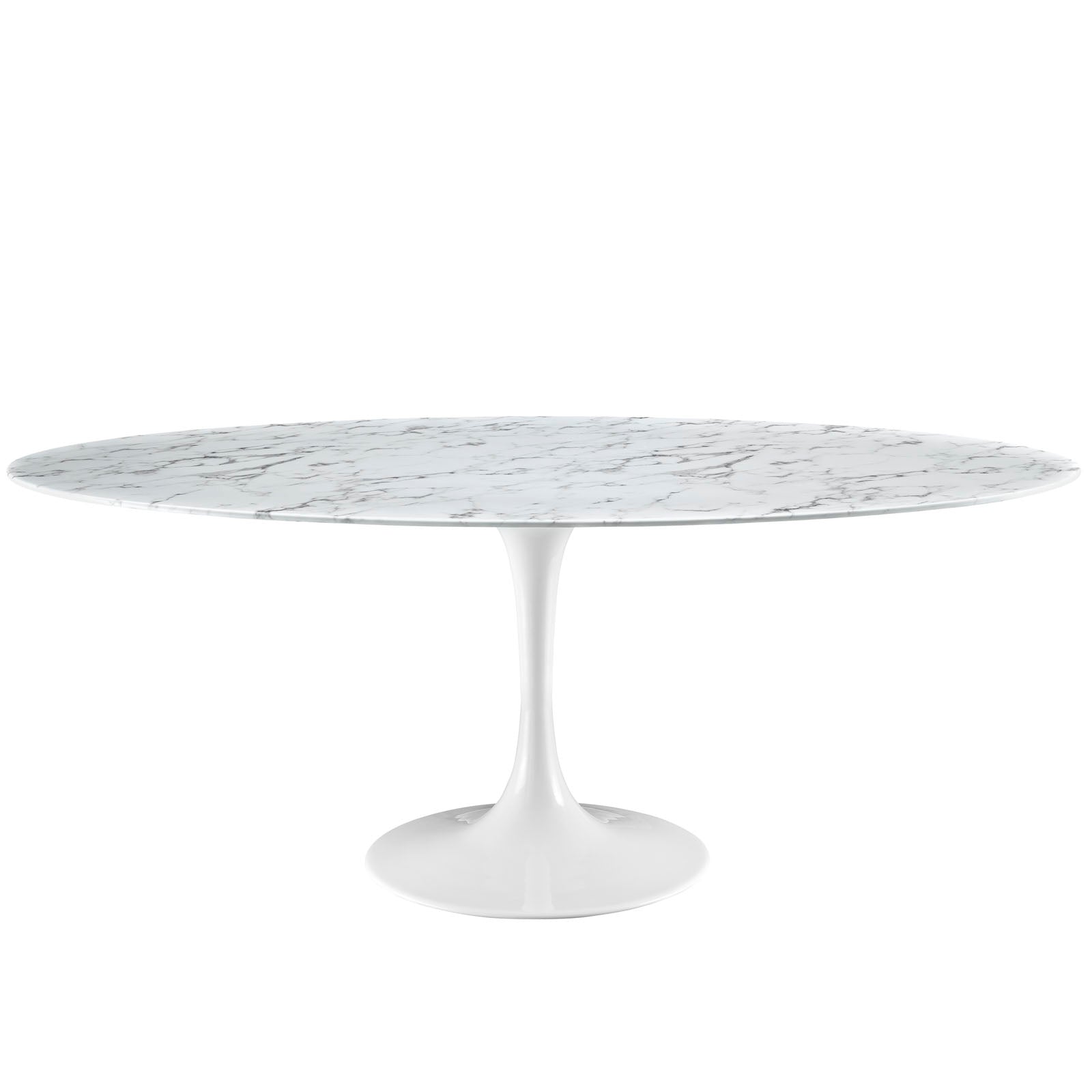Modway Lippa 78" Oval Artificial Marble Dining Table in White | Dining Tables | Modishstore