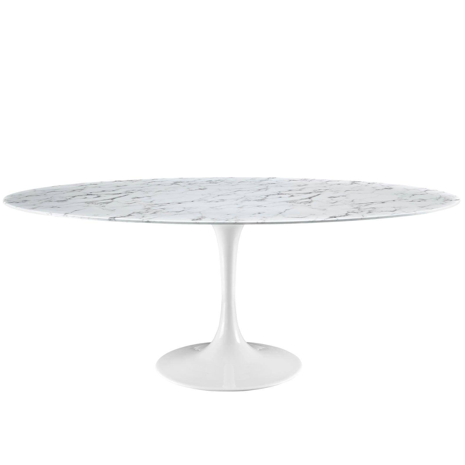 Modway Lippa 78" Oval Artificial Marble Dining Table in White - EEI-1659 | Dining Tables | Modishstore - 2