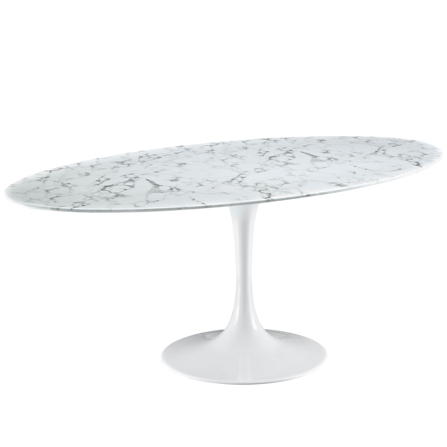 Modway Lippa 78" Oval Artificial Marble Dining Table in White - EEI-1659 | Dining Tables | Modishstore - 3