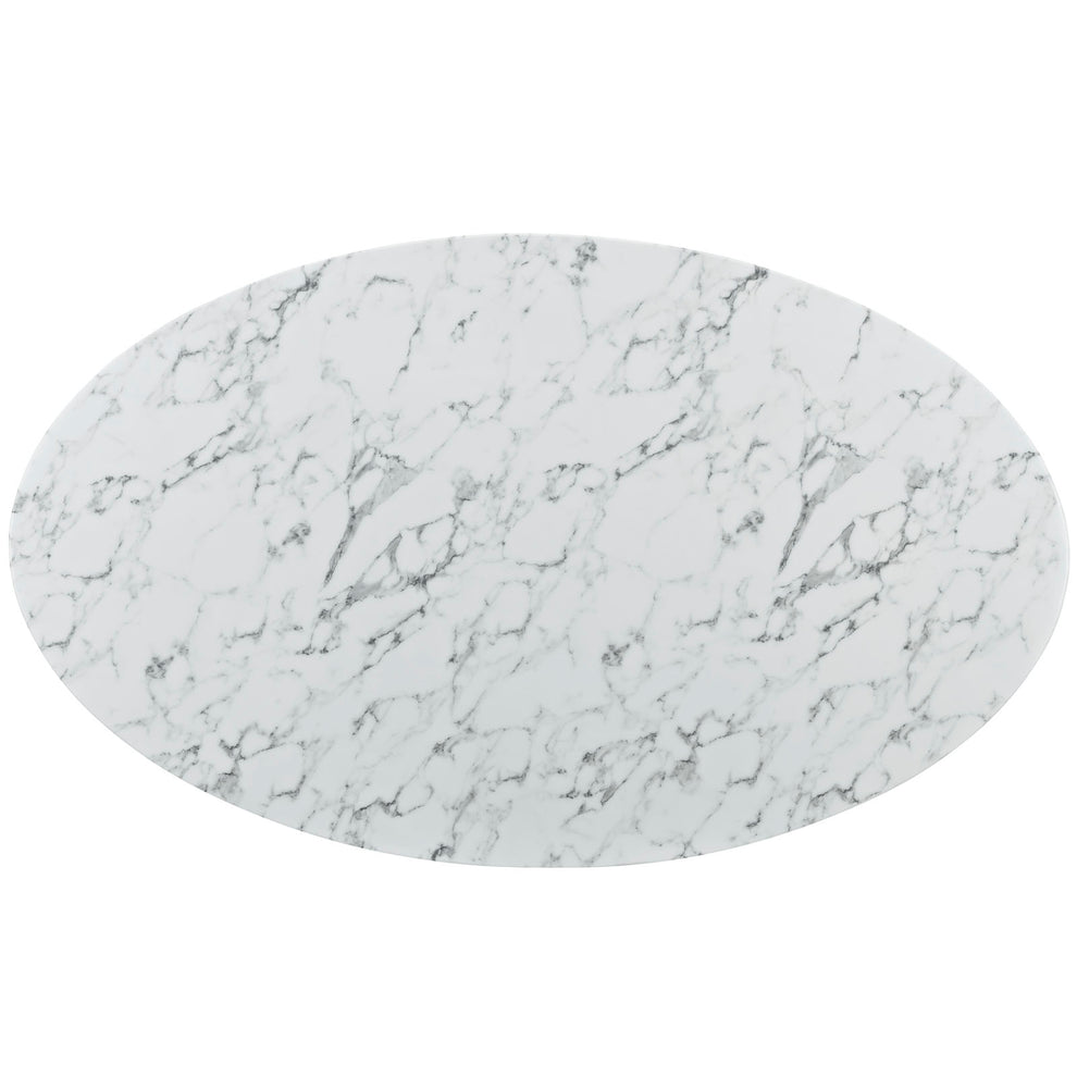 Modway Lippa 78" Oval Artificial Marble Dining Table in White - EEI-1659 | Dining Tables | Modishstore - 4