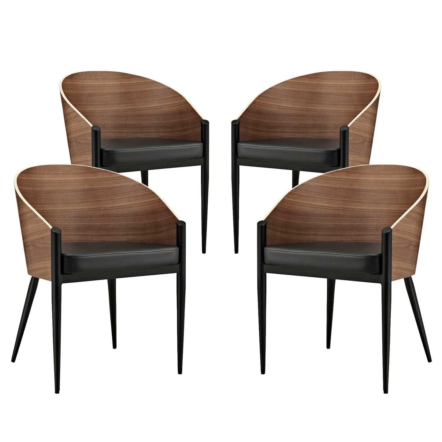 Modway Cooper Dining Chairs Set of 4 - Walnut | Dining Chairs | Modishstore-3