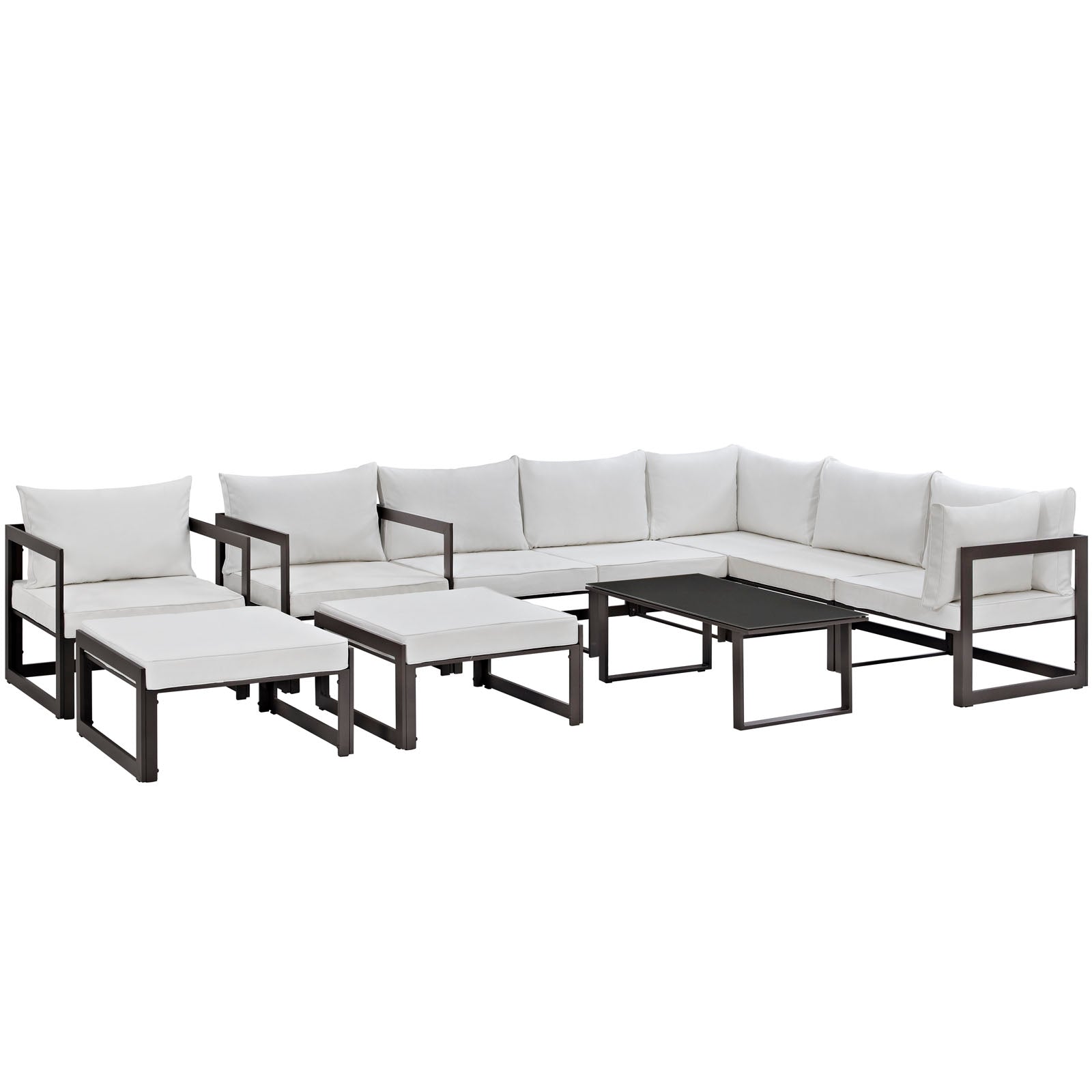 Modway Fortuna 10 Piece Outdoor Patio Sectional Sofa Set | Outdoor Sofas, Loveseats & Sectionals | Modishstore-33