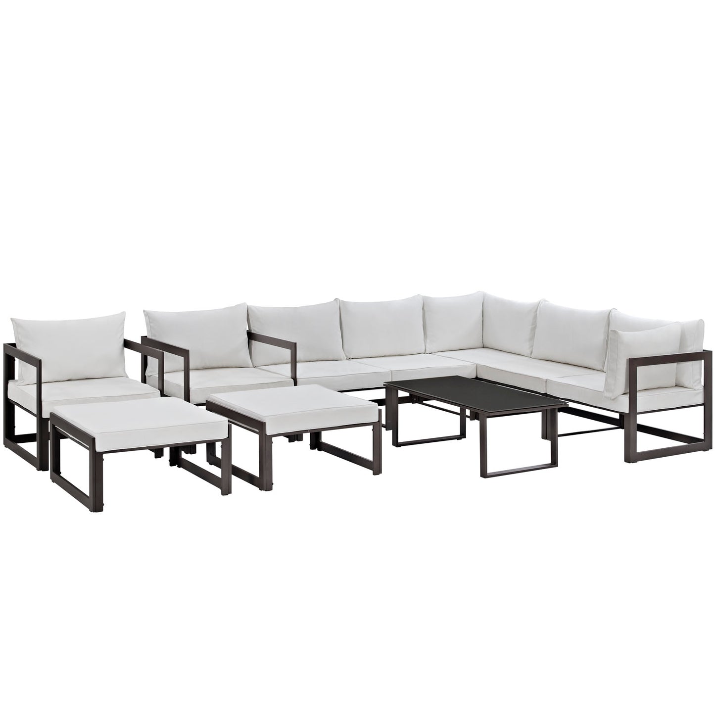 Modway Fortuna 10 Piece Outdoor Patio Sectional Sofa Set - EEI-1720 | Outdoor Sofas, Loveseats & Sectionals | Modishstore - 2